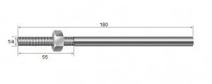 Haste Telha + Porca 1/4 x 180 R55 mm Zincado Branco - 10 peas